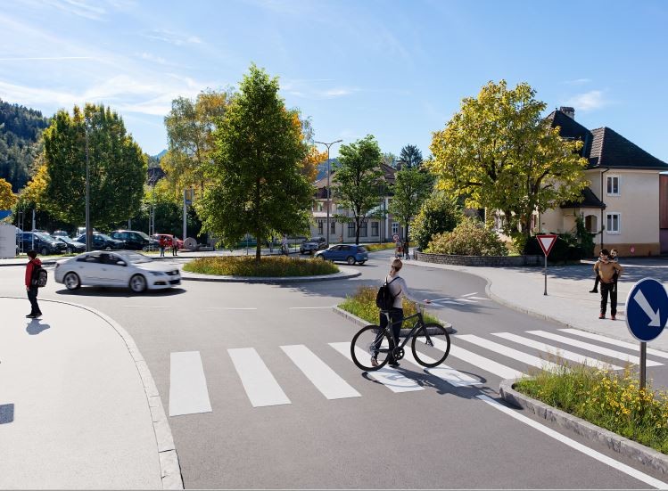 So könnte künftig der Kreisverkehr Nord an der Landesstraße L50/L51 aussehen (© Marktgemeinde Rankweil)