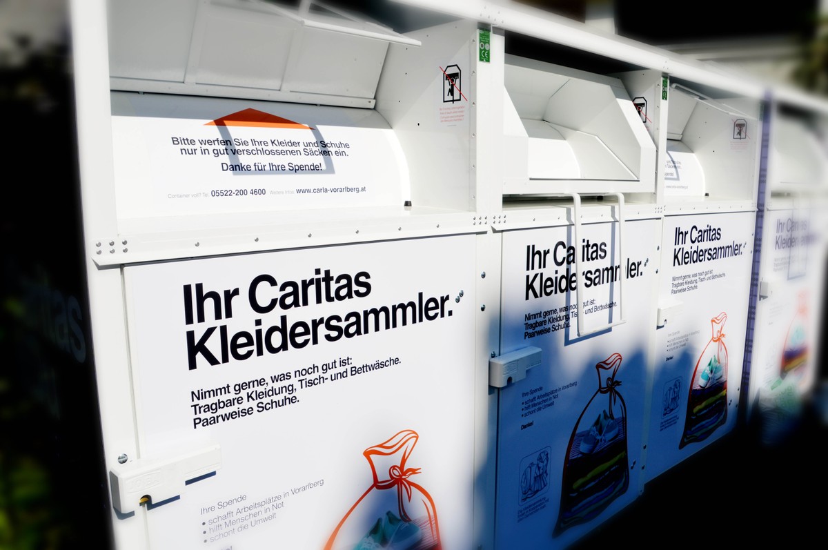 Kleidercontainer der Caritas in Rankweil © MG Rankweil/ Oswald