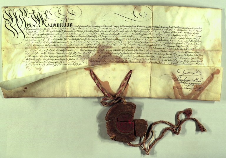 Urkunde von 1618 zur Erhaltung des Marktrechts © Landesarchiv Vorarlberg