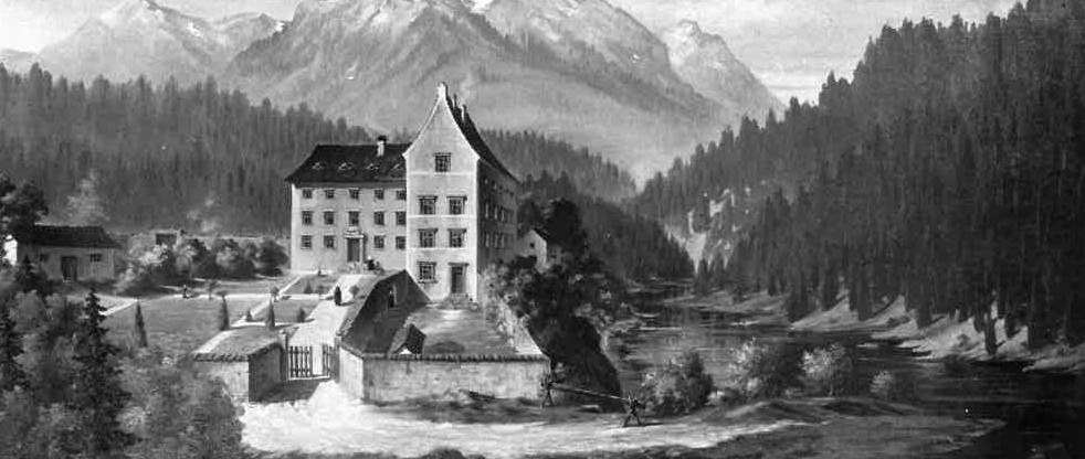 Die Wohltätigkeitsanstalt Valduna im Jahre der Eröffnung 1862 (Gemälde von Leopold Scheel) © Gemeindearchiv