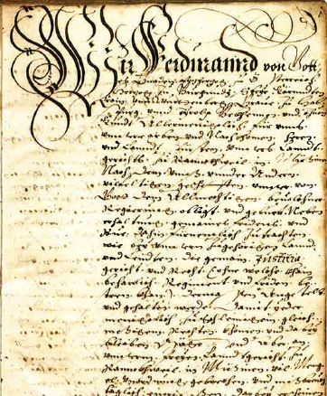 Urkunde von Ferndinand II © Vorarlberger Landesarchiv