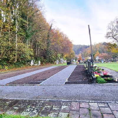 Neue Urnengräber am Waldfriedhof in Rankweil