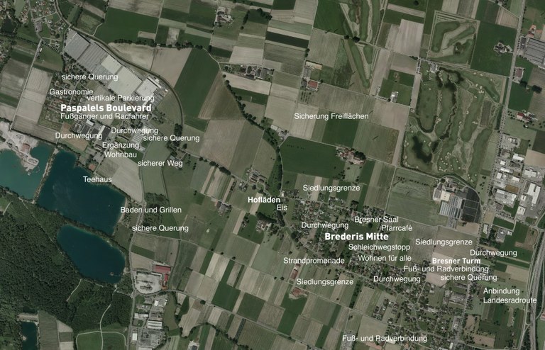 Übersicht des Planungsraums Brederis-Dorf, Weitried und Paspels.